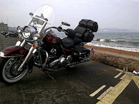 Thought you guys would appreciate pic of American bike at the English seaside, flying the Union Jack!