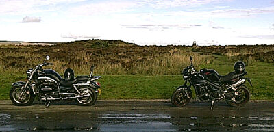Pic of previous ride (both bikes) at top of Winsford Hill atop the moor.