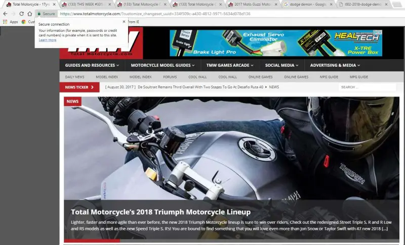 Screen shot: SSL Secure working on Google Chrome