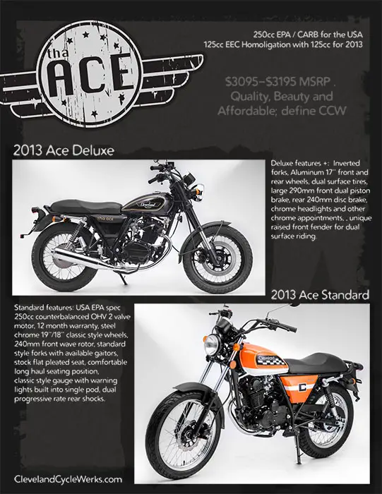 2013 Cleveland CycleWerks Ace Standard 